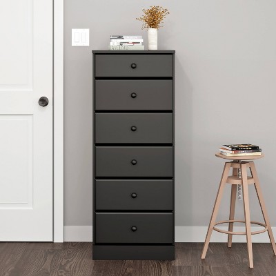 Sleek Deep Black Tall Dresser with Crystal Knobs and Spacious Drawers