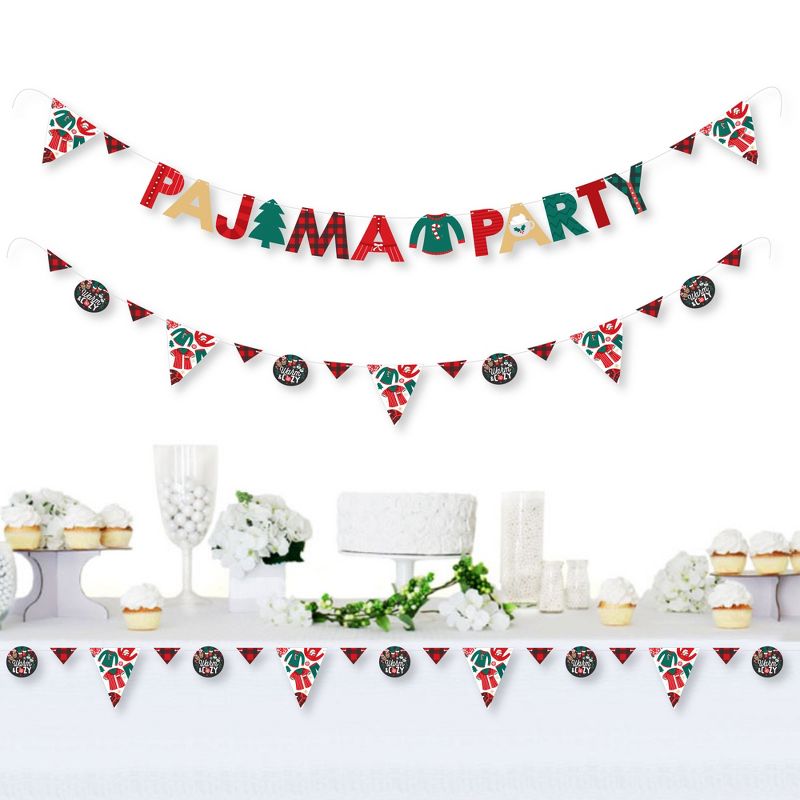 Big Dot of Happiness Christmas Pajamas - Holiday Plaid PJ Party Letter Banner Decoration - 36 Banner Cutouts and Pajama Party Banner Letters, 2 of 8