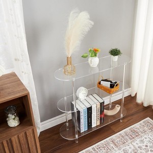 3 Tier Acrylic Ladder Bookcase, Clear Wall Mounted Bookcase,Multi-purpose Bookcase for Living Room, Bedroom, Office - 1 of 4