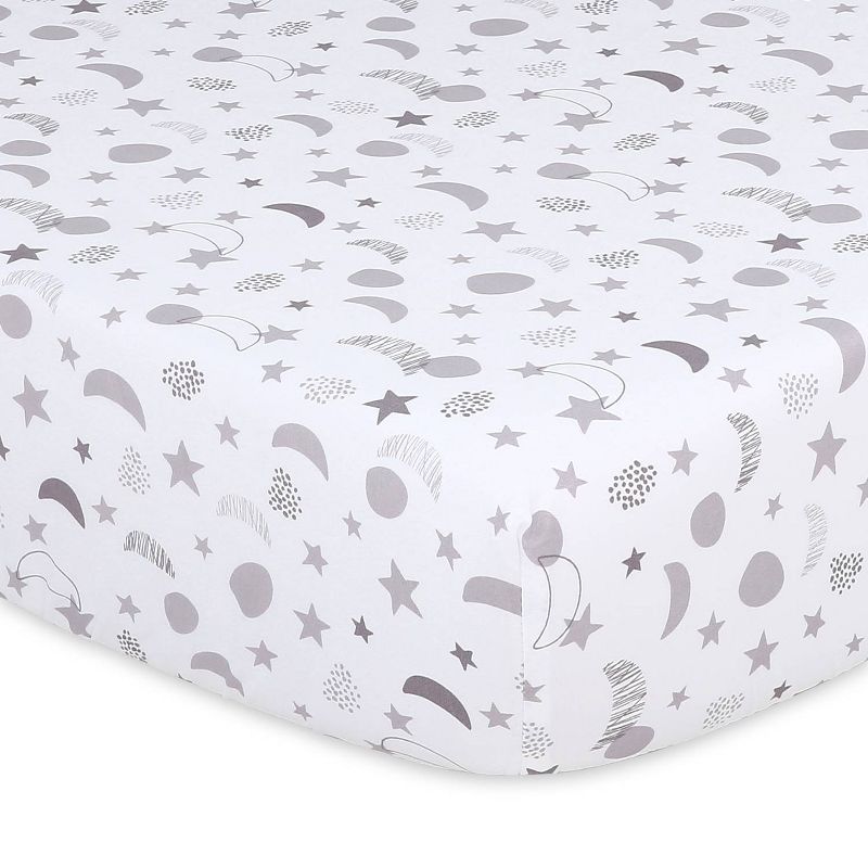 The Peanutshell Fitted Crib Sheets - Gray Celestial Moon and Stars - 4pk, 3 of 14