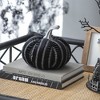 YOOCOZZ 7x7x7" Halloween Decoration Fabric Black Stripe Pumpkin-Black - 2 of 4