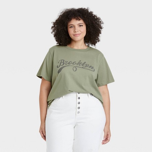 Women's Plus Size Brooklyn Short Sleeve Graphic - Green :