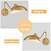 Claxy Set of 2 Modern Brass Metal Wall Sconce with On/Off Switch Plug-in or Hardwired Swing Arm Wall Light Fixture - 2 of 4