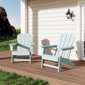 2-Pack HDPE Adirondack Chairs - Weather Resistant Outdoor Chairs for Patio/Lawn (380lbs Capacity, No Assembly Required) - 1 of 4