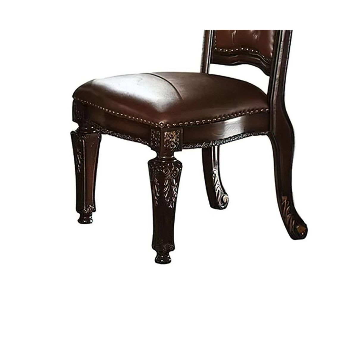 Set of 2 23" Vendome Dining Chairs Cherry - Acme Furniture: Traditional Carved, Nailhead Trim, Polyurethane Upholstery - thumbnail 4