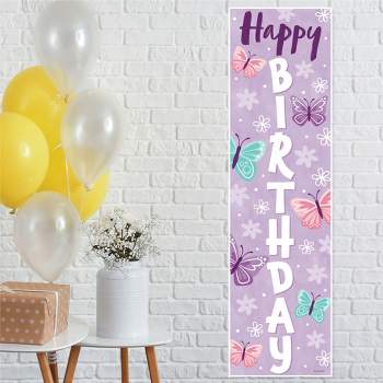 Big Dot of Happiness Beautiful Butterfly - Floral Birthday Party Front Door Decoration - Vertical Banner