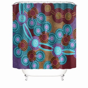 Round Flower Pattern Shower Curtains for Bathroom Waterproof Fabric Bath Curtain Durable Soft Stylish Bathroom Decor 72x72 Inch - 1 of 1