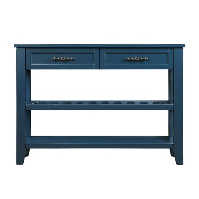 NicBex 42.01''Console Table with 2 Storage Drawers Mid-Century Wooden Side Table with 2-Tier Shelves for Entryway,Living Room