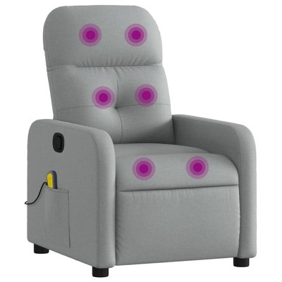 vidaXL Light Gray Fabric Massage Recliner - Manual Recline Armchair for Elderly, 6-Point Vibration
