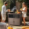 VINGLI Wicker Outdoor Bar Cart with Storage & Rolling Wheels, Patio Bar Table, Outdoor Storage Cabinet Buffet Cabinet Grill Cart for BBQ Pool Patio - 2 of 4