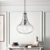 Modern Teardrop Glass Pendant Light, Clear Ripple Shade Hanging Fixture for Kitchen Island or Dining Room - 2 of 4