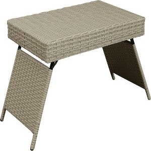 AZL1 Life Concept Folding Table Portable Wicker Lightweight Foldable Legs Weather Resistant Easy Assembly for Patios, Gray, 24"*3.5"*16" - 1 of 4