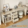 Heynemo Large Extendable Makeup Vanity Desk, Corner Vanity Table with 3 Drawer & Door, Modern Dressing Table and Chest of Drawers Combo, Beige - 3 of 4