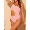 Elerevyo Women's One Shoulder Monokini Asymmetric Waist Cutout Solid Swimwear Bathing Suit 1 Pc - 2 of 4