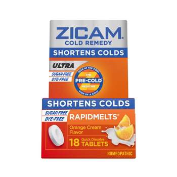 Zicam Zinc Cold Remedy ULTRA RapidMelts Quick Dissolve Tablets - Orange Cream - 18ct