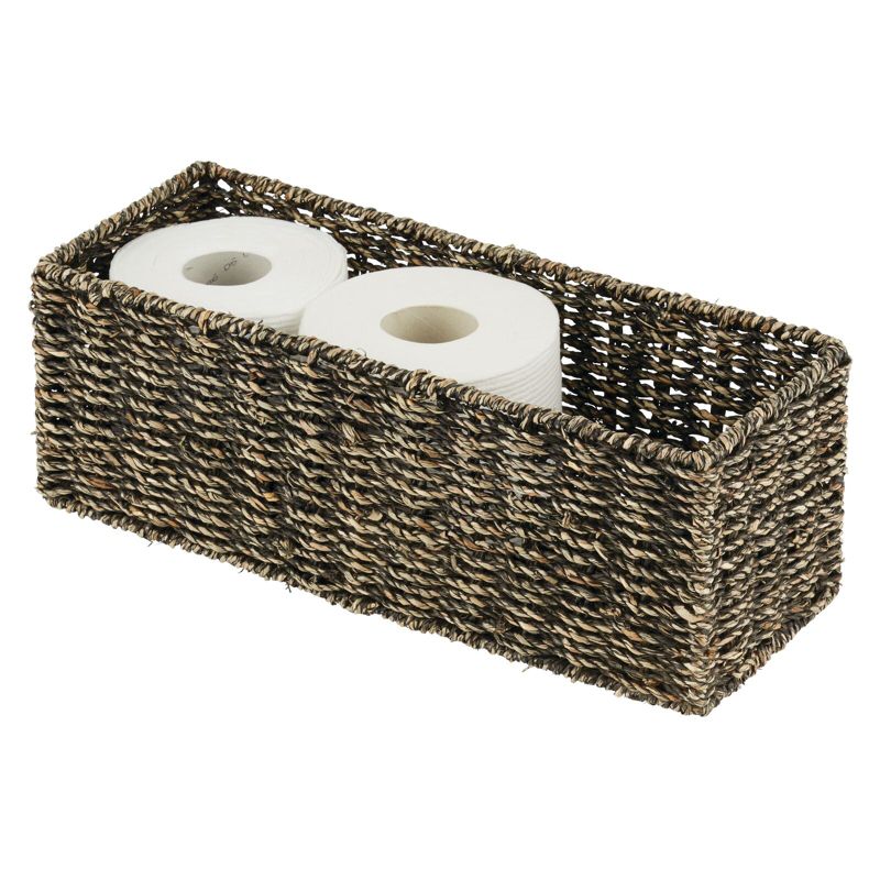 mDesign Small Woven Seagrass Bathroom Toilet Tank Storage Basket, 1 of 11