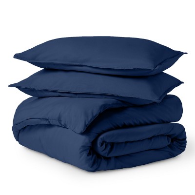King Size Dark Blue Microfiber Duvet Cover Set