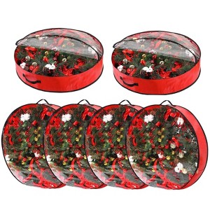6-Pack 30" Wreath Storage Bags – Waterproof Christmas Wreath Organizers with Handles & Zippers - 1 of 4