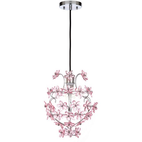 Raz Floral Pendant Lamp - Chrome/Pink - Safavieh. - image 1 of 2