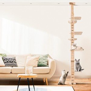 9' Adjustable Height Floor-to-Ceiling Cat Tree, Multi-Level Cat Vertical Cat Condo, Cat  with Perching Shelves for Indoor Cats - 1 of 4
