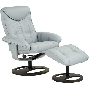 BenchMaster Newport Sky Blue Faux Leather Recliner Chair Modern with Ottoman Footrest Ergonomic Manual Reclining for Bedroom Home - 1 of 4