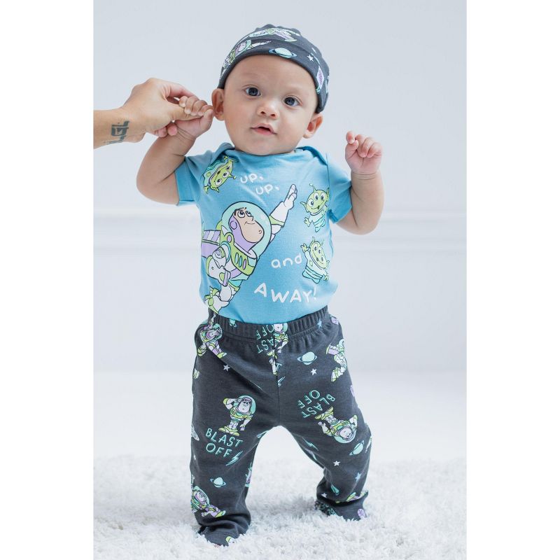 Disney Pixar Monsters Inc. Mike Mickey Mouse Baby Bodysuit Pants and Hat 3 Piece Outfit Set Newborn to Infant, 4 of 8