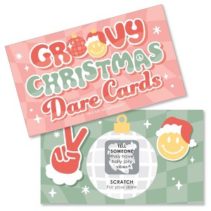 Big Dot of Happiness Groovy Christmas - Pastel Holiday Party Game Scratch Off Dare Cards - 22 Count - 1 of 4