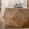 38"Three-dimensional Embossed Pattern Design American Retro Style Coffee Table,White Tabletop - 4 of 4