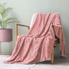 Aoibox Pink Fleece Throw Blanket for Couch and Bed, Soft Cozy Jacquard Flannel Blanket, Lightweight Fuzzy Plush Warm Throw for All Seasons - 2 of 4