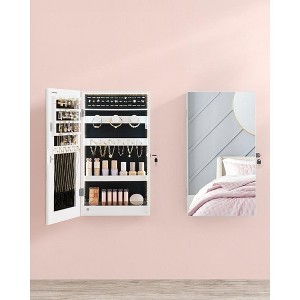SONGMICS Mirror Jewelry Cabinet Armoire with Built-in LED Lights Wall or Door Mounted Jewelry Storage Organizer - 1 of 4