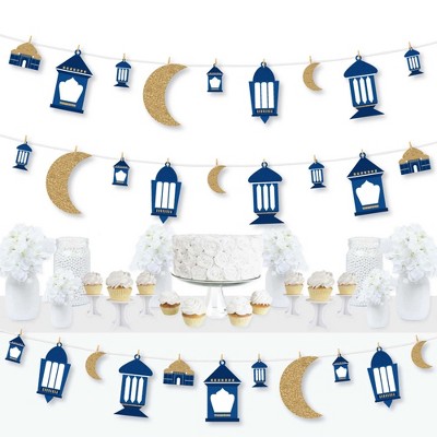 Big Dot of Happiness Ramadan - Eid Mubarak DIY Decorations - Clothespin Garland Banner - 44 Pieces