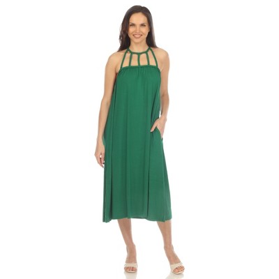 White Mark Women's Braided Strap Midi Dress
