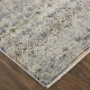 HomeRoots 2' X 3' Gray Ivory And Blue Abstract Distressed Area Rug With Fringe - 4 of 4