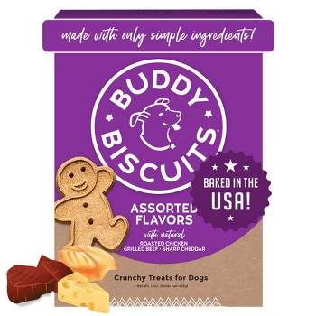 Buddy Biscuits Crunchy Assorted Flavors with Beef, Chicken and Cheese Biscuit Dog Treats - 16oz