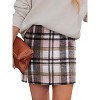Women's Plaid Mini Skirt - High Waist Bodycon Pencil & A-Line Skirt for Fall/Winter 2025 Light Brown - 2 of 4