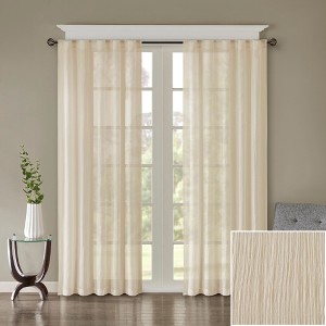 Contemporary Style Solid Crushed Window Panel Pair, Lightweight Sheer Fabric Light Filtering Window Panel for All Seasons - 1 of 4