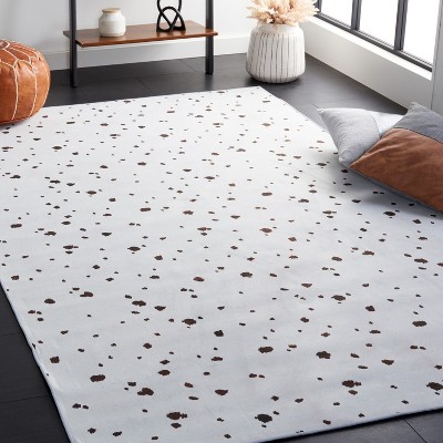 Rectangular Black Synthetic Hand-Knotted Washable Rug