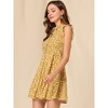 INSPIRE CHIC Women's Ruffle Sleeve Turndown Collar Pleated Floral Dress - 2 of 4