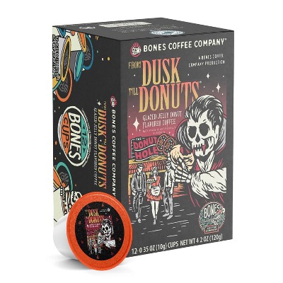 Bones Coffee From Dusk Till Donuts Jelly Donut Flavor 12ct Single-Serve Bones Cups Coffee Pods Compatible with Keurig Coffee Maker