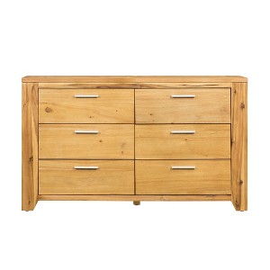 53"x17"x31.5" MDF & Acacia Wood 6-Drawer Dresser with Mortise-and-Tenon Construction and Smooth-Glide Black Handles - 1 of 4