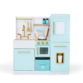 Teamson Kids - Little Chef Frankfurt Wooden Coffee machine play kitchen  accessories - Green- 8 pcs