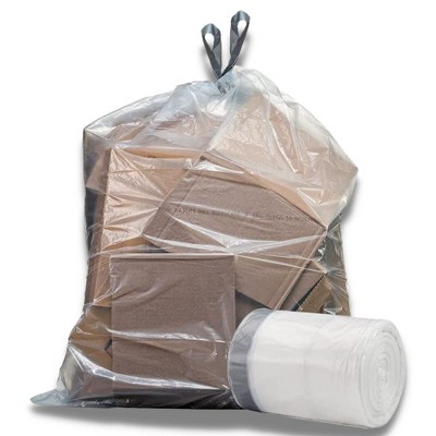 Plasticplace 32-33 Gallon Drawstring Trash Bags, Clear (100 Count)