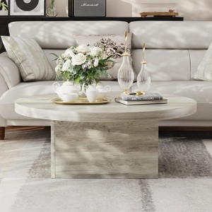 Vipbear Round Coffee Table,35-Inch Engineered Wood Coffee Table for Living Room, Center Low Cocktail Tea Table - 1 of 4