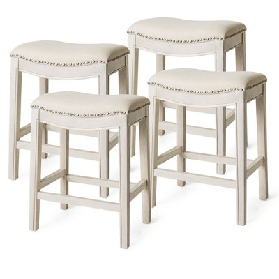Maven Lane Adrien Upholstered Backless Saddle Kitchen Stool, Set of 4