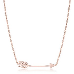 ShineHigh Stainless Steel Arrow Pendant Necklace – Minimalist Link Chain Design in Rose Gold or Rhodium Finish, 16" + 2" Extender - 1 of 1