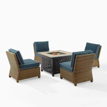 Bradenton 5pc Outdoor Wicker Armless Chair & Fire Table Set - Crosley
