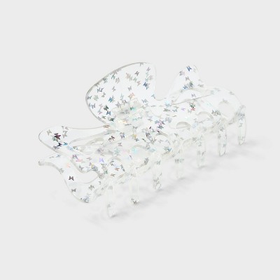 Butterfly Foil Jumbo Claw Hair Clip - Wild Fable™ Silver