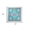 HomeRoots 88" X 84" Brown Blue And White Floral Cotton Hanging Tapestry - 3 of 4