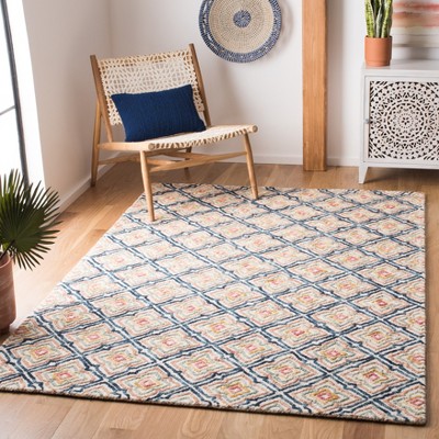 Ivory and Navy Hand-Tufted Wool Rectangular Area Rug
