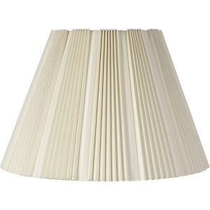 Springcrest Eggshell Pleated Large Lamp Shade 9.5" Top x 19" Bottom x 13" High (Spider) Replacement with Harp and Finial - 1 of 4